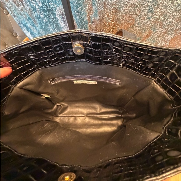 Charles David Vintage Croc-Embossed Genuine Patent Leather Shopper